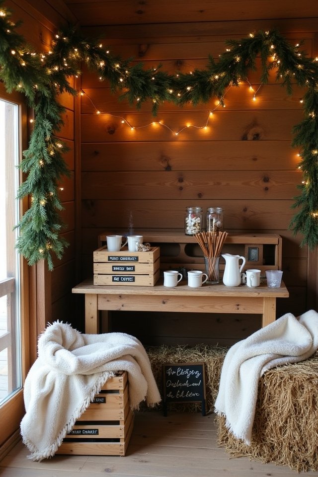 winter wedding beverage station