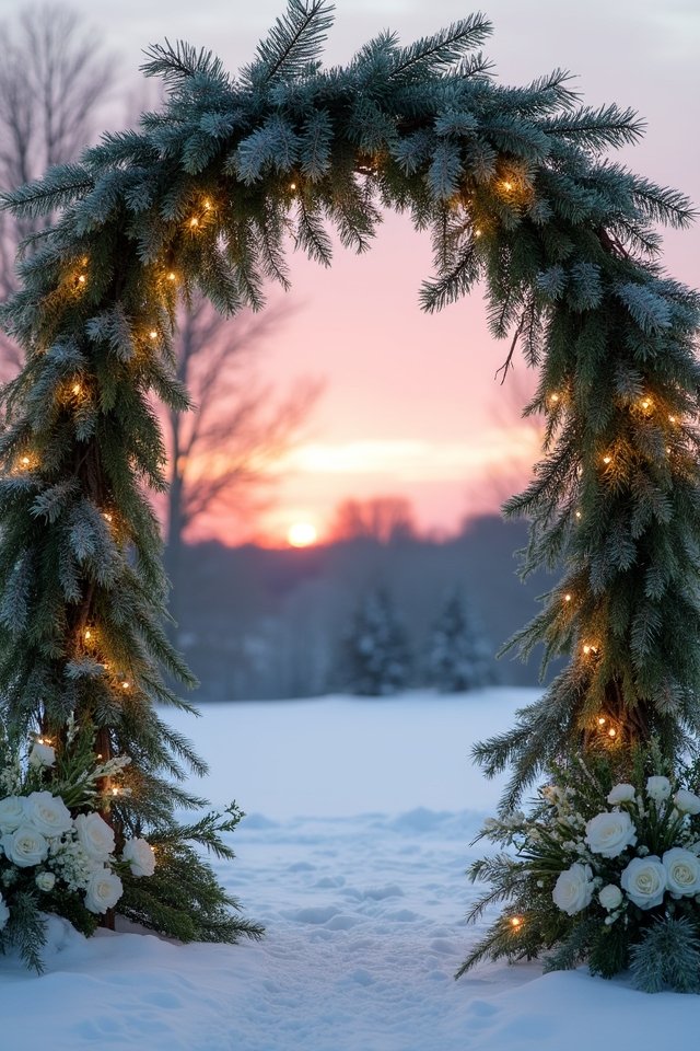 winter wedding pine decor