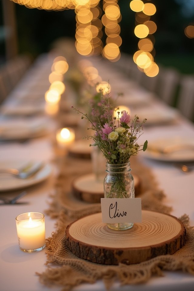 wooden slices as decorations