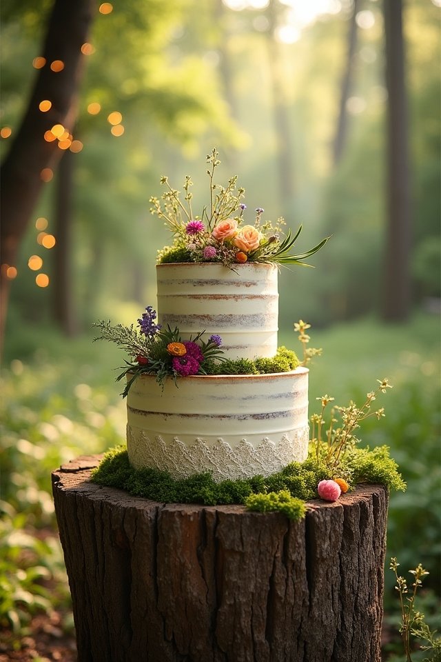 woodland themed two tiered cake