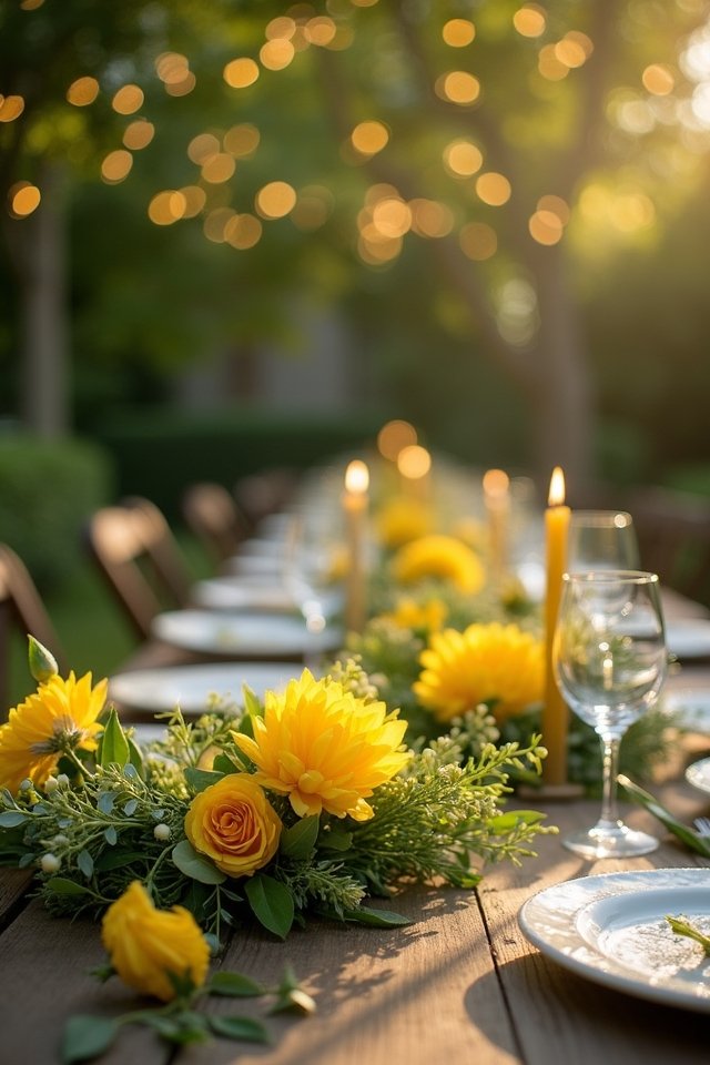yellow blooms lush greenery