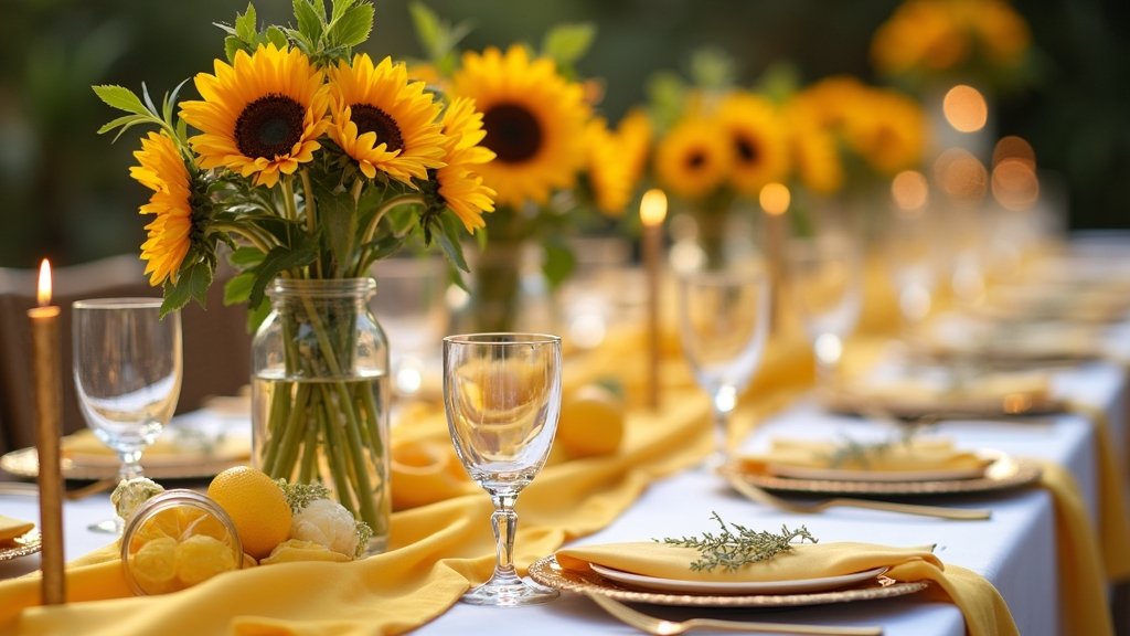 yellow wedding table decor